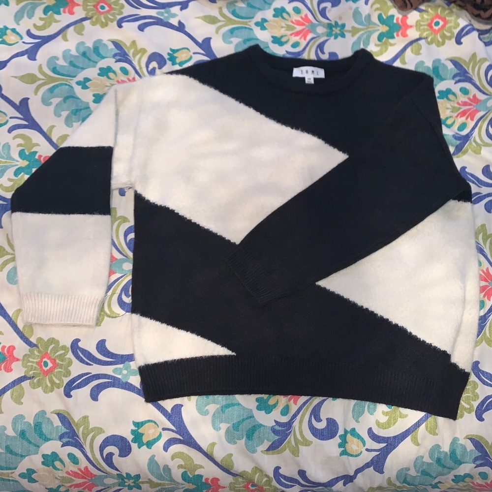 NWOT THML Black and White Block Stripe Sweater